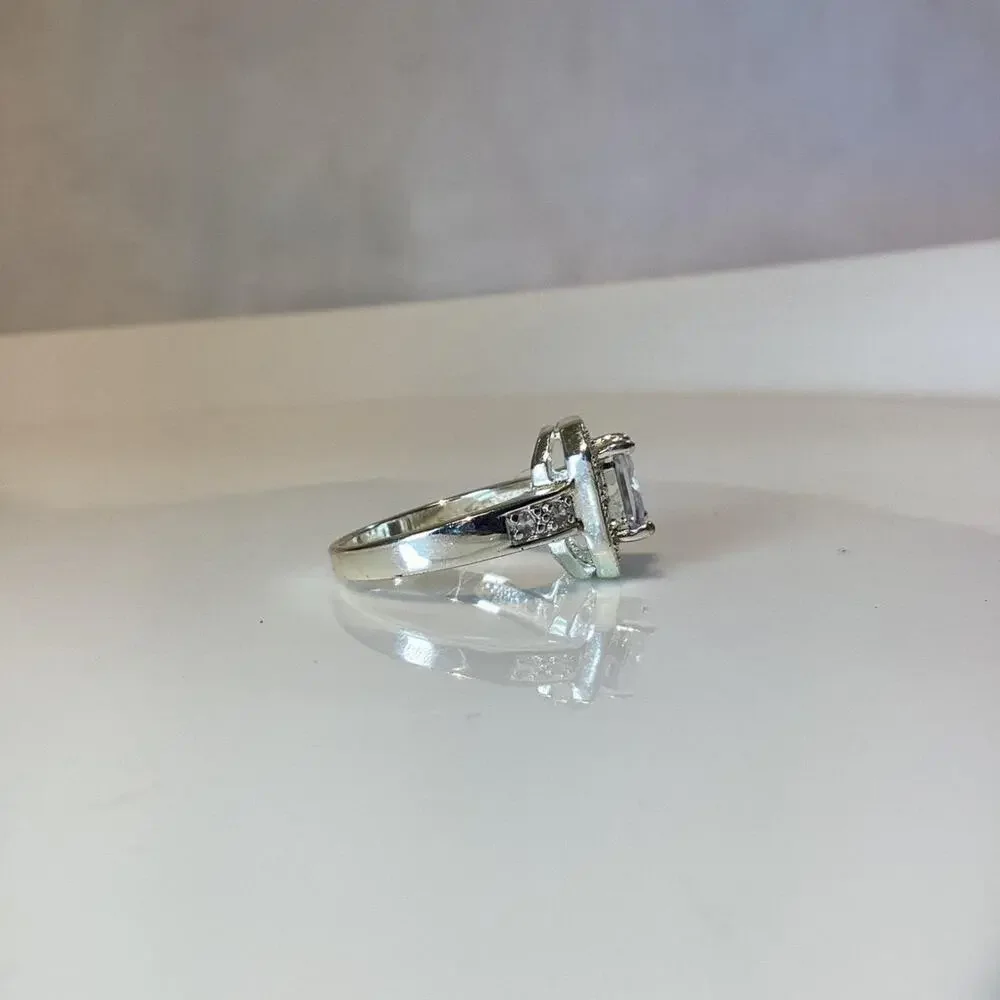 Silver Toned Crystal Ring